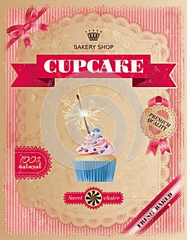 Poster of confectionery bakery with cupcakes