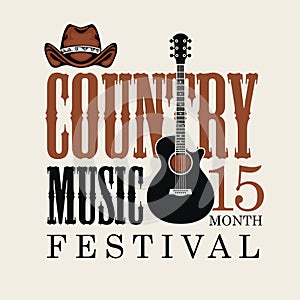 Poster for country music festival with guitar and hat