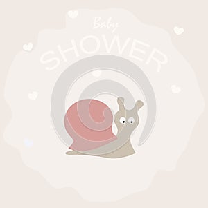 Poster cute baby shower with a little snail.