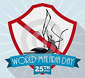 Poster with Dead Mosquito for Malaria Day, Vector Illustration