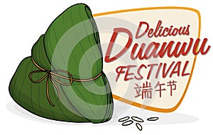 Poster with Delicious Zongzi for Duanwu Celebration, Vector Illustration