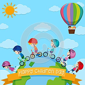 Poster design for children day with kids around the world