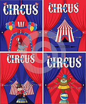 Poster design for circus with animals and trainer