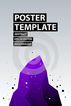 Poster design with dark violet crystal in modern minimalism style