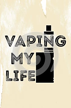 The poster or emblem with an electronic cigarette