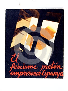 Poster: The feixisme intend to empresonar Espanya. Spanish civil war