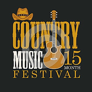 Poster of the festival of country music with guitar and hat