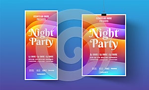 Poster or flyer template for night dance party. Invitations to events,show,concert.Layout design banner for music disco club.