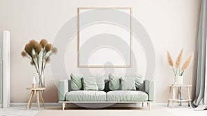 Poster Frame Mock-Up in Contemporary Modern Interior, Blank Background