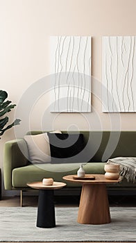 Poster Frame Mock-Up in Contemporary Modern Interior, Blank Background