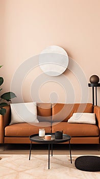 Poster Frame Mock-Up in Contemporary Modern Interior, Blank Background