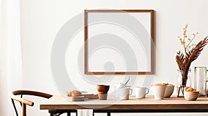 Poster Frame Mock-Up in Contemporary Modern Interior, Blank Background