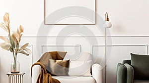 Poster Frame Mock-Up in Contemporary Modern Interior, Blank Background