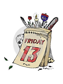 Poster of friday the thirteenth. Vector illustration. photo