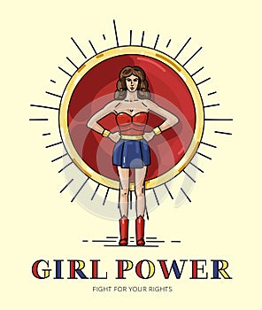 Poster girl power with strong independant woman illustration