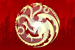 Poster of the golden dragon for the series House of the Dragon - prequel Game of Thrones.