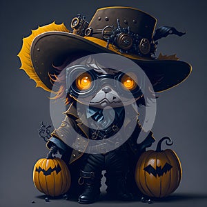 Halloween pumpkin in steampunk style.