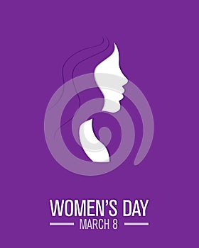 Poster happy women`s day. Silhouette face woman	Poster happy women`s day. Silhouette face woman