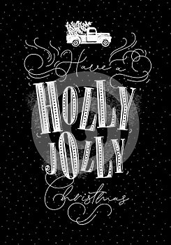Poster holly jolly Christmas chalk