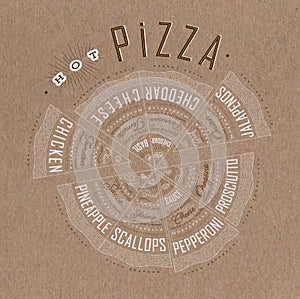 Poster hot pizza brown color