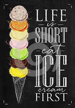 Poster ice cream cone chalk