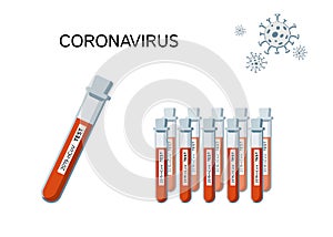 Poster infection and test coronavirus bacteria virus Test tube with blood Medical theme analysis check coronavirus test 2019-ncov