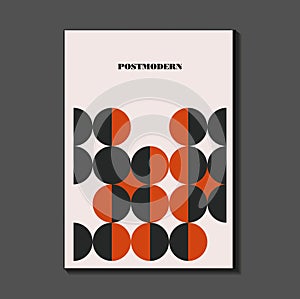Poster inspired postmodern of vector abstract dynamic symbols with bold geometric shapes, photo