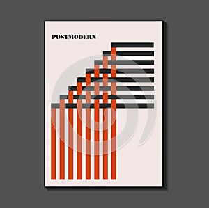 Poster inspired postmodern of vector abstract dynamic symbols with bold geometric shapes, photo