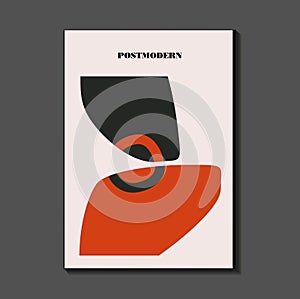 Poster inspired postmodern of vector abstract dynamic symbols with bold geometric shapes, photo