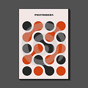 Poster inspired postmodern of vector abstract dynamic symbols with bold geometric shapes, photo