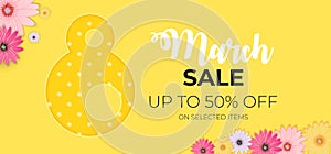 Poster International Happy Women\'s Day 8 March Greeting card sale banner Vector Illustration EPS10