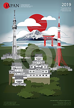 Poster Japan Landmark and Travel Attractions