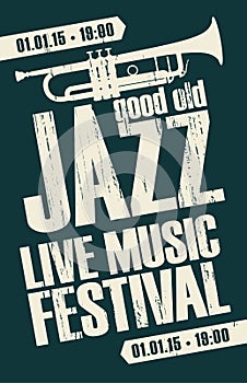 Poster for jazz festival live music with a trumpet