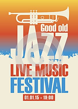 Poster for jazz festival live music with a trumpet