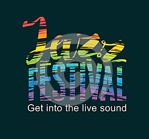 Poster for jazz festival with rainbow colors text