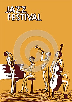 Poster for jazz music festival or concert. Jazz band.