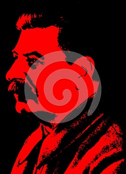 Poster of Joseph Stalin in black and red colors