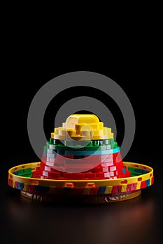 poster lego mexican sombrero on the background, generativ ai