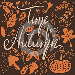 Poster with lettering and autumn leaves
