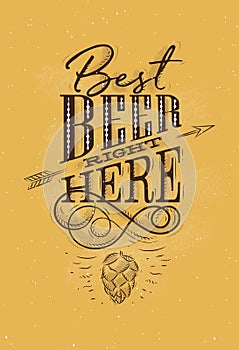 Poster lettering best beer right here mustard