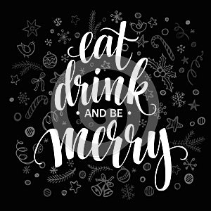 Poster lettering Eat drink and be merry. Vector