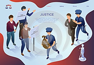 Poster Lettering Justice, Theft in State Budget. photo
