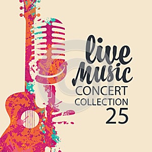 Poster for live music concert with guitar and mic photo