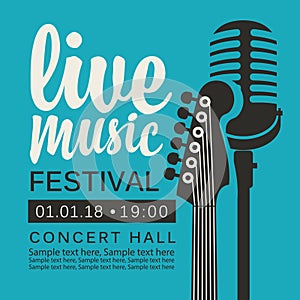 Poster for live music festival with guitar and mic