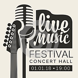 Poster for live music festival with guitar and mic