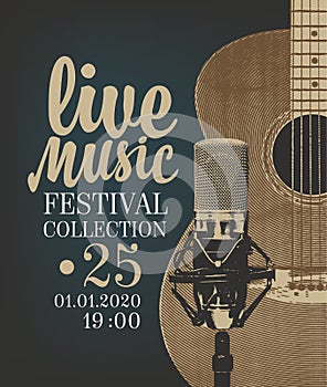 Poster for live music festival with guitar and mic