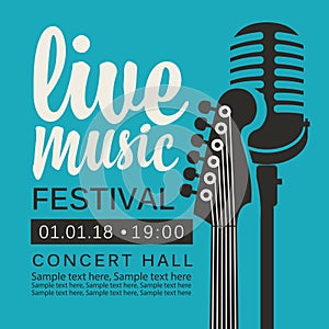 Poster for live music festival with guitar and mic photo