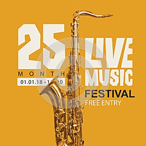 Poster for a live music festival with a saxophone