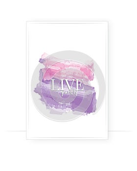 Live purely, vector. Motivational inspirational life quotes. Modern poster design. White wording design on pink background photo