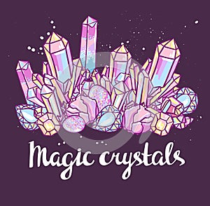 Poster - Magic crystals. Bright vector illustration. photo